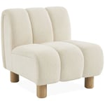 Fauteuil relax pieds arrondis en bois et tissu bouclette blanc