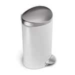 simplehuman White 6 Litre Semi Round Bin