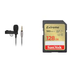 RØDE SmartLav+ Smartphone Lavalier Microphone with TRRS Connector for Broadcast, Filmmaking & SanDisk 128GB Extreme SDXC card + RescuePro Deluxe up to 180 MB/s UHS-I Class 10 U3 V30