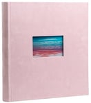 EXACOMPTA - Ref. 16177E – Skandi Book Photo Album – 300 Photos – 60 White Pages – Format 29 x 32 cm – Nude Velvet Look Cover – Customisable Window with Visual Holiday Landscape