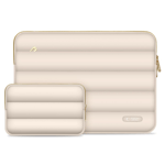 Tech-Protect Puffy MacBook / Laptop 13-14" Sleeve m. Liten Väska - Beige