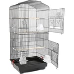 Cage à Oiseaux Portable,Cage Rectangulaire,Haloyo®,Cage pour Perruche Calopsitte Conure Pinson Canaris,Hors jouets,46 x 36 x 92cm,noir