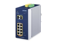 Planet Din-Rail L2+/L3 Manageable, Hanterad, L2+, Gigabit Ethernet (10/100/1000), Full Duplex, Strömförsörjning Via Ethernet (Poe) Stöd, Monteringsbar På Väggen