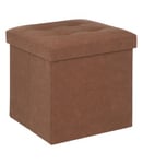 Pouf et Coffre de rangement en bois et revêtement Marron 38 x 38 cm