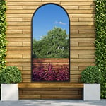 MirrorOutlet The Arcus - Black Framed Modern Full Length Arched Garden Wall Mirror 55" X 27.5" (140CM X 70CM) Silver Mirror Glass with Black All weather Backing.