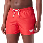 Emporio Armani Men's Essential Eagle Logo Swim Boxer Trunks, RED, 48