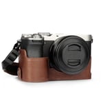 MegaGear Étui d'Appareil Photo en Cuir Véritable pour Sony Alpha a7C II - Élégant et Protecteur (Brun)