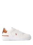 Ralph Lauren Masters Court Leather and Suede Trainers, White Tan