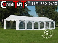 Partytelt, SEMI PRO Plus CombiTents® 6x12m, 4 i 1, Hvit