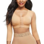 Womens Shapewear 3/4 ärm Arm Shaper Front Stängning Kompression BH Post Surgery Posture Corrector inne BEIGE L