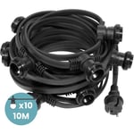 Guirlande Guinguette Exterieur 10m IP65 Noire Raccordable - Guirlande Lumineuse Exterieure pour ampoule E27 10 Bulbes - Guirlande Guinguette