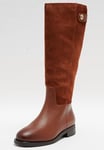 Tommy Hilfiger Women TH STUD LEATHER MIX LONG BOOT (FW0FW08341) High Boots, Brown (Cognac Brown), 7