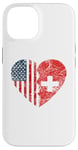 iPhone 14 Swiss American Flags Heart | United States Switzerland Roots Case