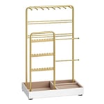 SONGMICS Jewellery Stand, Jewellery Organiser, Jewellery Display Stand with Metal Frame and Velvet Tray, Earring Bracelet Holder, Necklace Stand, for Studs, Rings, Gift Idea, Gold Colour JJS021A01