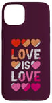 Coque pour iPhone 15 Plus Lesbienne, Cœurs, L'amour est l'amour, Fierté LGBT