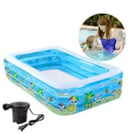 Kids Paddling Pool, Family Inflatable Swimming Pool, Wear-Resistant Thick Inflatable Lounge Pool for Baby, Kiddie, Adult, Outdoor, Garden, Backyard, Summer Water Party,200×150×60cm/6.5×5×2ft