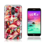 LG K10 2017 softlyfit kohokuvioitu TPU tapauksessa - Mansikka Jääpuikot Punainen