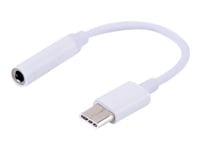 Savio Ak-35 - Usb-C Till Uttagsadapter För Hörlurar - 24 Pin Usb-C Hane Till Mini-Phone Stereo 3.5 Mm Hona - 12 Cm - Vit