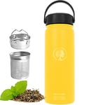 amapodo - Gourde en acier inoxydable - théière thermos 0,6l - bouteille de thé avec filtre à emporter - cadeaux pour femmes, hommes - bouteille thermos avec filtre à thé - gourde avec insert