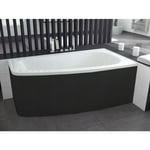 Baignoire d'angle LUNA 150 cm avec tablier noir - Orientation: Droit