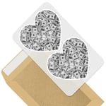 2 x Heart Stickers 10 cm - BW - US Dollar Bill Currency Money #35748