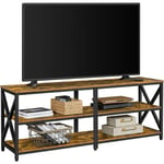 Meuble tv Banc tv Meuble de Rangement en Bois Pour tv jusqu'à 70 Pouces avec 3 Étagères, pour Salon Chambre, Industriel, 160 × 40 × 61,5 cm, Brun