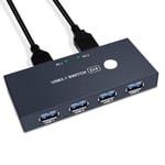 Usb 3.0 Switch Commutateur 4 Ports Usb Pour 2 Pc Usb Switch 2 In 4 Out,Connecté À Des Imprimantes Des Claviers,Souris,Disque Dur Et Autres Périphériques Usb,Avec 2 Câbles Usb 3.0 Inclus