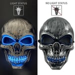 Led Light Upp Halloween Skrämmande Skull Mask El Wire Luminous Skelett Horror Mask Tillbehör För Festival Party Cosplay Supplie blue