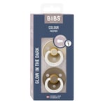 BIBS Pacifier Colour 2 PACK Latex Size 1 Vanilla GLOW/Dark Oak GLOW Nappar 2 st