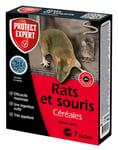 PROTECT EXPERT Anti Rats & Souris 140 g | 7 Sachets Céréales | Prêt à l'emploi | Efficacité Radicale | Très Appétent | Une Ingestion Suffit | DIF140