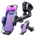 VANMASS 2024 BEST Car Phone Holder [Upgraded Suction & Clip] Rotatable Universal Mobile Phone Mount Dashboard Windscreen Vent Cradle Van Automobile Accessories for iPhone 15 Pro Max 14 13 12 8,Purple