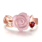 Kvinnors Rose Gemstone halsband Silver eleganta smycken gåvor Ring