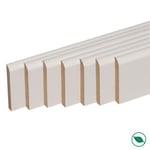 Pack de 7 plinthes bord arrondi MDF revêtues blanc 2200 x 120 x 12 mm PEFC 70% FORESTEA Dimensions : 2200 mm x 120 mm x 12 mm