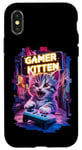 Coque pour iPhone X/XS Gamer Kitten Cute Gaming Jeux vidéo Cat Lover