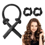 URAQT Heatless Curling Rod Headband, No Heat Hair Curler for Long Hair, Soft Silk Ribbon Sleeping Hair Rollers Wave Curls Lazy Curler Set, DIY Hair Styling Tools (Black)