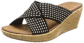 Skechers Women's Beverlee Delighted Cross Band Wedge Sandal, Black, 7 UK