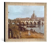 Kunst für Alle 'Encadré Image de Bernardo Bellotto Dresde Le elbufer sous Le Pont Auguste, Droit Impression d'art dans Le Cadre de Haute qualité Photos Fait Main, 40 x 30 cm, Argent Raya