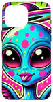 Coque pour iPhone 16 Pro Max Alien coloré avec halo et ailes Pop Art cool