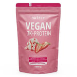 Nutri + Protein Powder Vegan Strawberry Cream 1kg - 83% de protéines - Shape & Shake poudre de protéines végétalien pour renforcement musculaire - Shake Crème de fraise