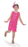 480109 Déguisement Fille Robe Danseuse Charleston Rose avec Serre-tete 5-7 ans