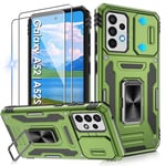 Jshru for Samsung A52S | A52 Case with Screen Protector-Camera Protective Cover | Ring Stand A52S Phone Case for Men and Women | Shockproof Bumper Phone Cover for Samsung Galaxy A52S/A52,Olive Green