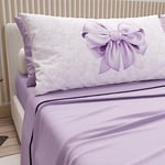 PETTI Artigiani Italiani - Cotton Sheets with Pillowcases in Digital Print, Double Bedsheets, Complete Bedding Set, Lilac, 100% Made in Italy