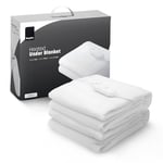 KEPLIN White Electric Heated Blanket for Bed - 65 x 135 cm Single Size Bed Warmer | Soft Electric Blanket, Heated Duvet, Polyester Fleece Underblanket | Remote Control with 3 Heating Settings