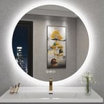 Freosen - 80 cm led Miroir de Salle de Bain Rond Lumineux avec Haut-Parleur Bluetooth Miroir avec Eclairage Anti-buée 3 Températures de Couleu