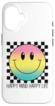 Coque pour iPhone 16 Happy Mind Happy Life Retro Peace Mignon Sourire Visage