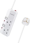 PARTH 3m Extension Lead Surge Protection 2 Gang Plugs Cable 