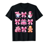 Coquette Bow Pink Christmas Santa Family Matching Pyjamas T-Shirt