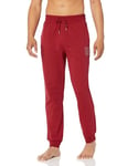 HUGO Women's Stacked Logo Cuffed Lounge Pants, Dark Ruby Red, XXL