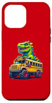 Coque pour iPhone 15 Pro Max Dinosaure T-rex On Monster Truck School Bus Driver Graphic