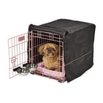 MidWest Homes for Pets 1522DD-KIT Kit Cage pour chiens iCrate 58,4 cm, modèle amélioré, double porte, comprenant une cage pour chien, un lit pour animal domestique, rose